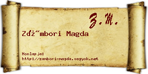Zámbori Magda névjegykártya